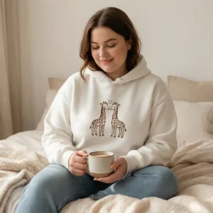 Giraffe Embroidered Couple Hoodie 2