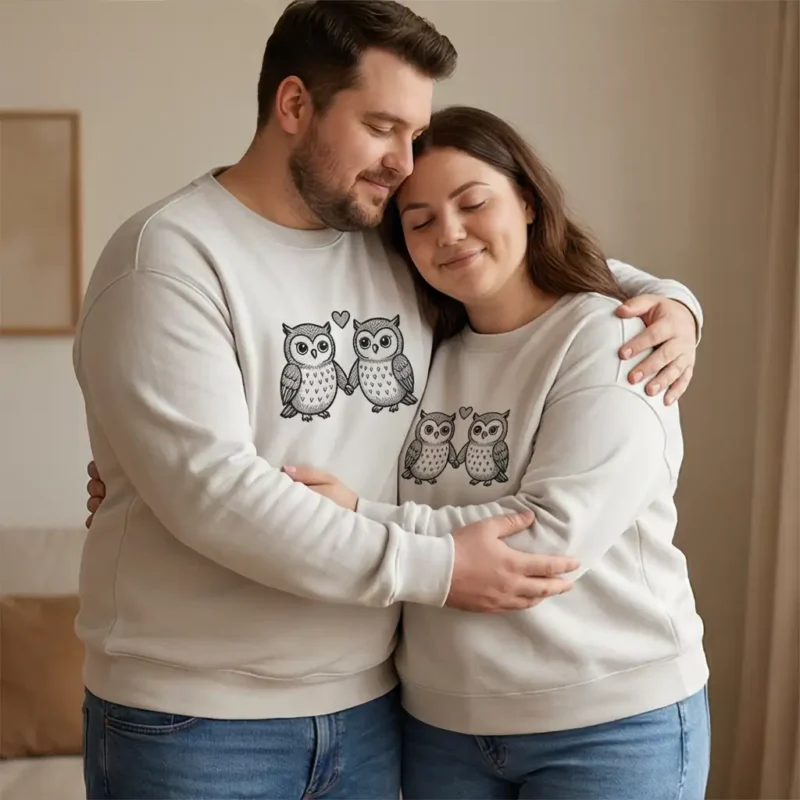 Owl Embroidered Couple Hoodie With Custom Initials Solves Gifting Stress, Adds Warmth, And Feels Personal.