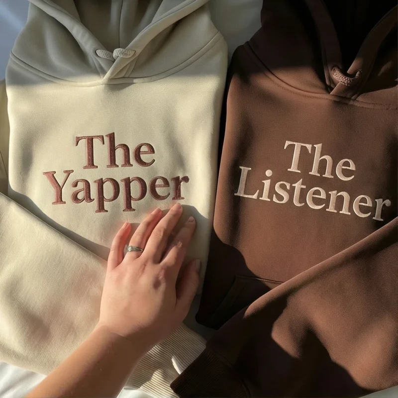 yapper-listener-funny-matching-hoodie-4 The Yapper &Amp; The Listener Funny Matching Hoodie For Couples. Embroidered, Personalized, Perfect Valentine’s Day Gift.