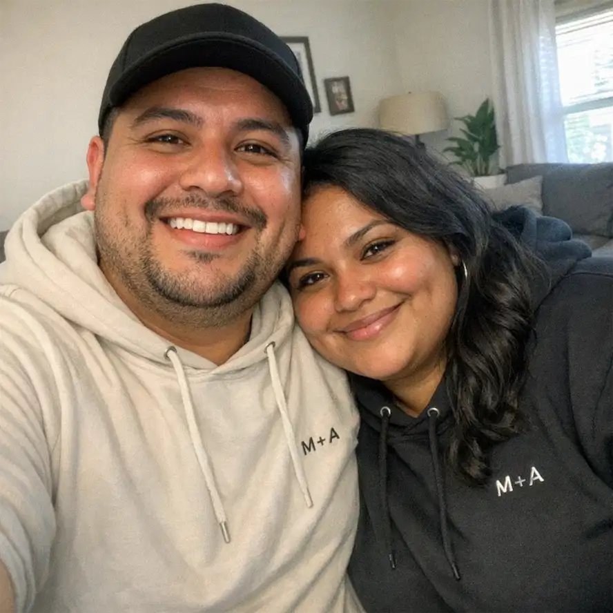 Couple Matching Hoodie With Initials Embroidered