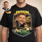 personalized billiards caricature sweatshirt for pool league teams custom 8-ball and cue sticks player memento
