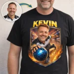 personalized bowling caricature t-shirt for league uniforms custom bowling ball and pins design for team events