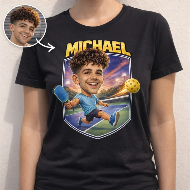 pickleball-tournament-prize-caricature-shirt-5 Personalized Pickleball Caricature Shirt For Tournament Prizes Custom Pickleball Paddle And Dink Shot Player Apparel