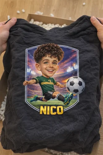 Custom Soccer Caricature Shirt from Photo - Personalized Family Soccer Shirt photo review