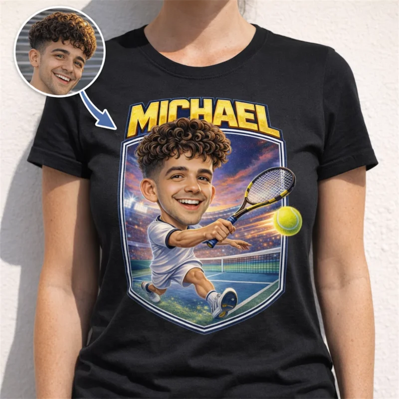 Personalized Tennis Caricature Shirt For Tennis Parents And Players Custom Racket And School Colors Team Apparel